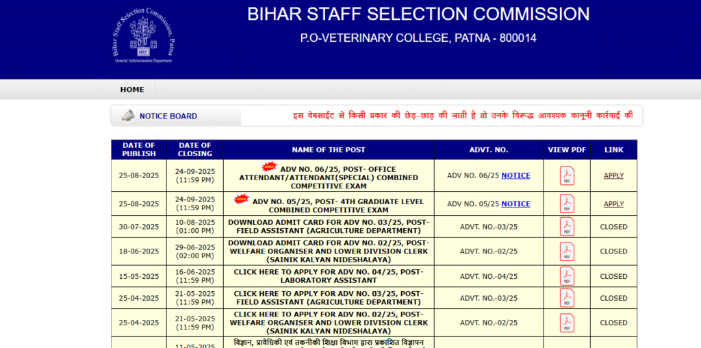 Bihar BSSC Stenographer Recruitment 2025