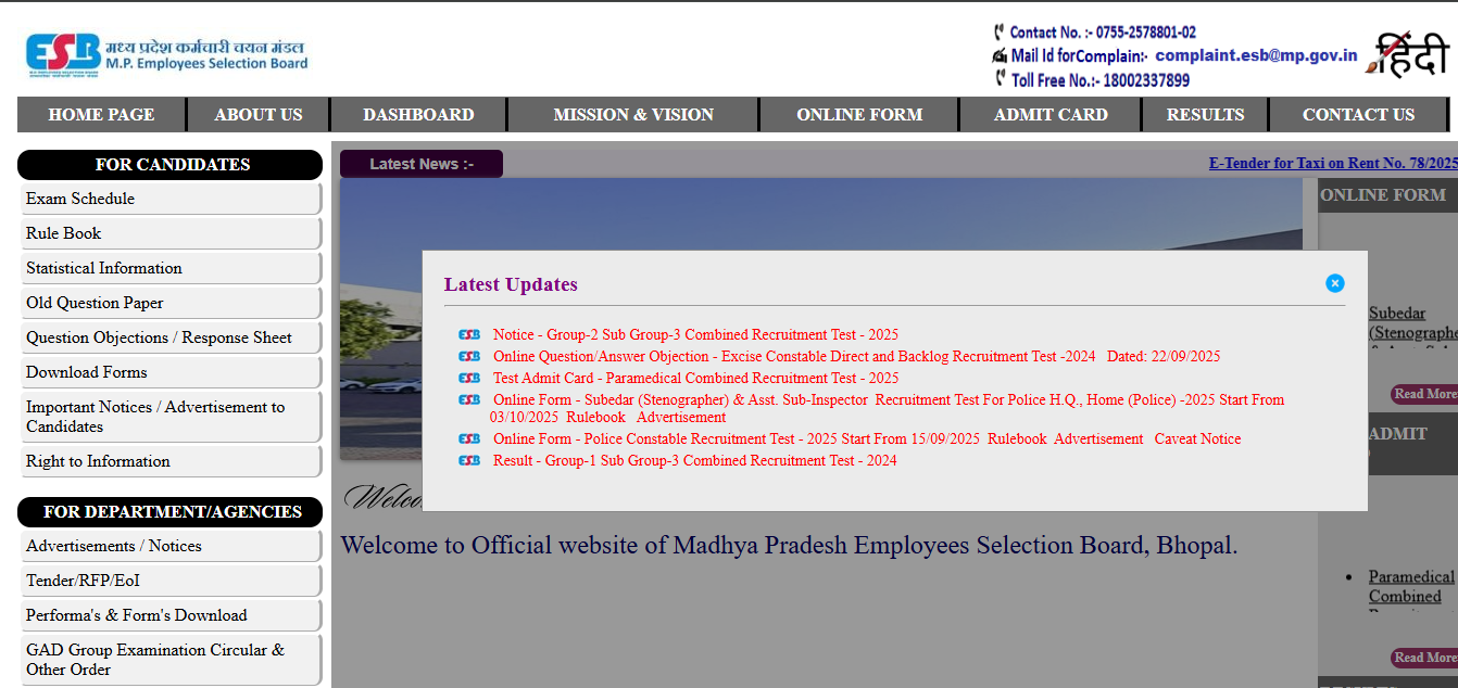 MPESB ASI and Subedar Recruitment 2025