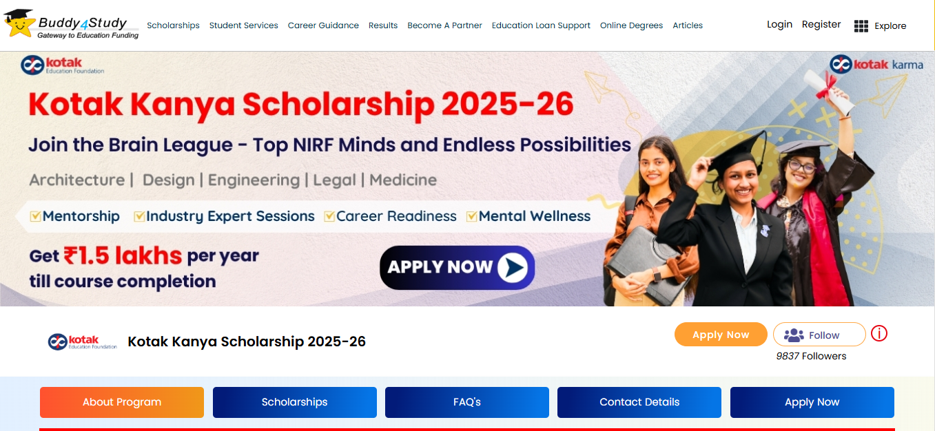 Kotak Kanya Scholarship 2025